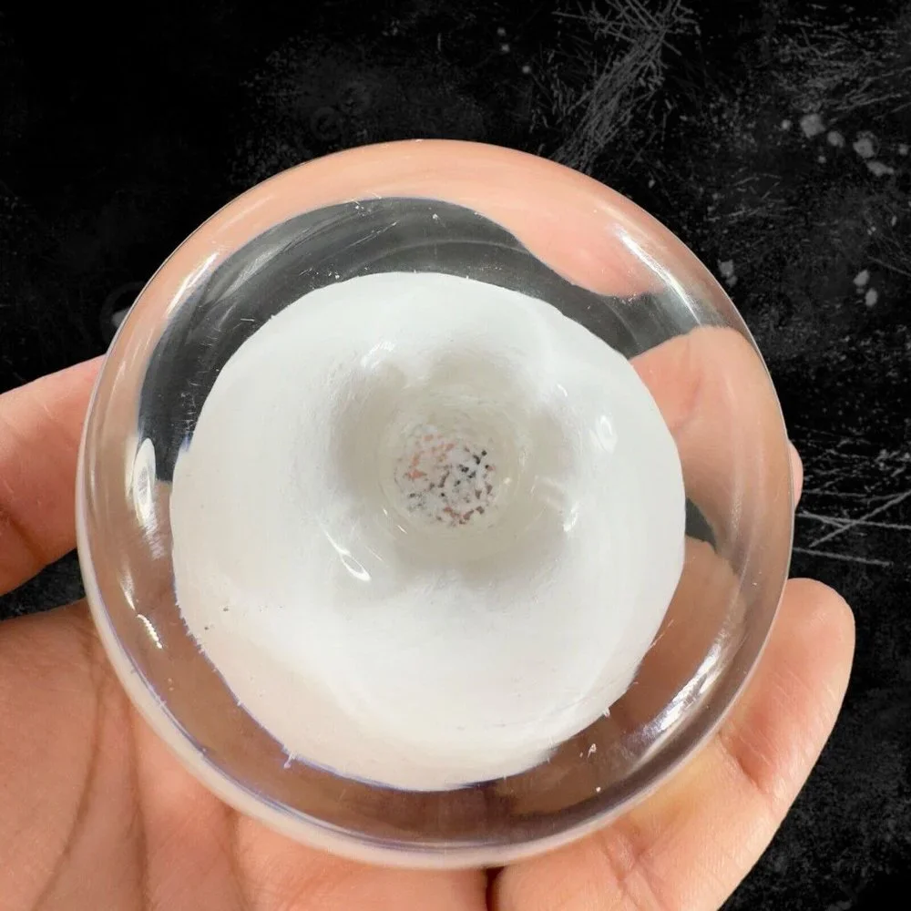 Venetian Hand Blown Clear White Cased‎ Paperweight Glass Pen Holder Decor Italy